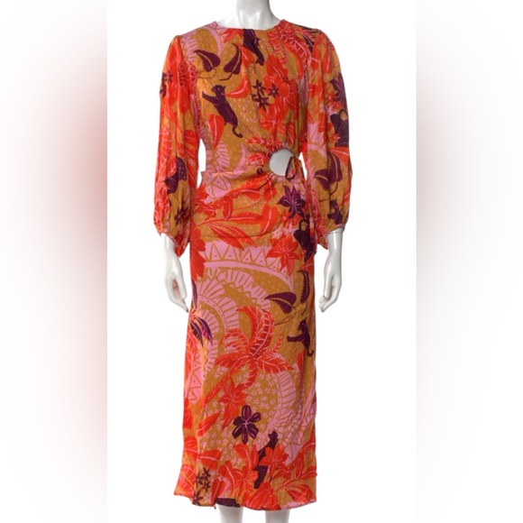 Farm Rio Jungle Panther Puff Sleeve Slip Dress-NWOT - Picture 2 of 6